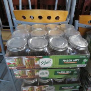 One Case Of 12 NEW Wide Mouth Mason Pint Jars.