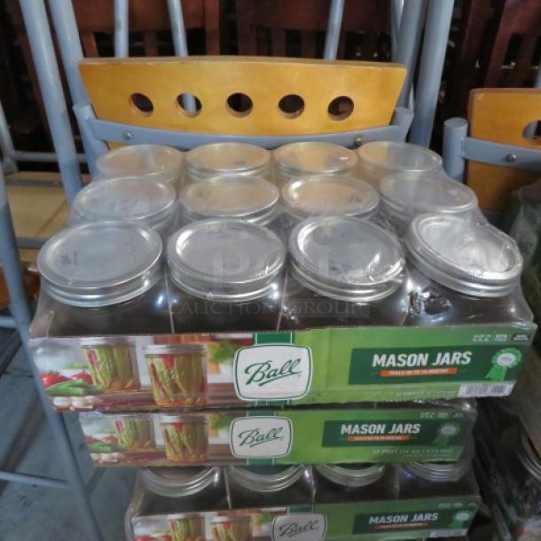 One Case Of 12 NEW Wide Mouth Mason Pint Jars. - Image 1 of 1