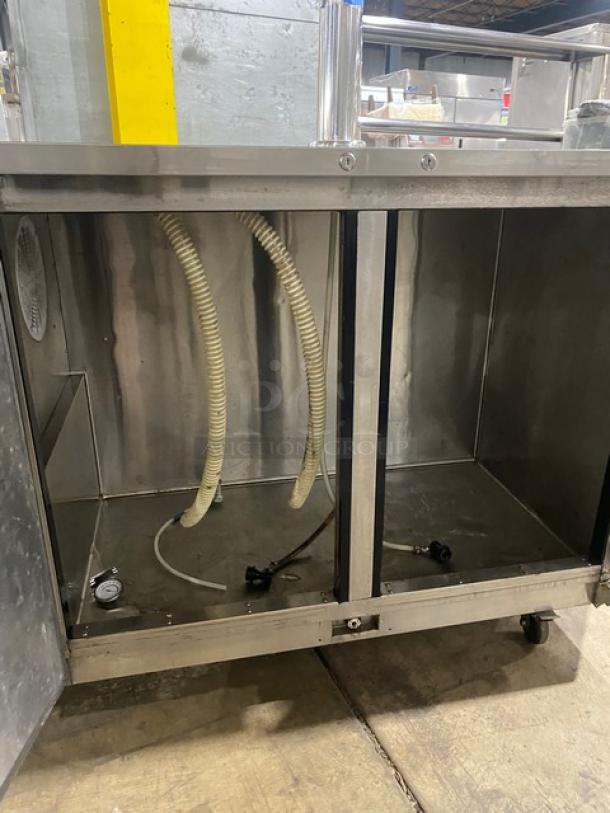 Atosa Commercial Kegerator Beer Dispenser! With Single Tower Double Tap! With 2 Door Refrigerated Storage Underneath! All Stainless Steel! On Casters! 115V 1Phase! Model: MKC58 SN: MKC58AUS100318091600C40018! - Image 6 of 8