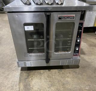 GREAT! Garland Master 200 Series Commercial Natural Gas Powered Single Deck Convection Oven! All Stainless Steel! With Metal Oven Racks! With Legs!