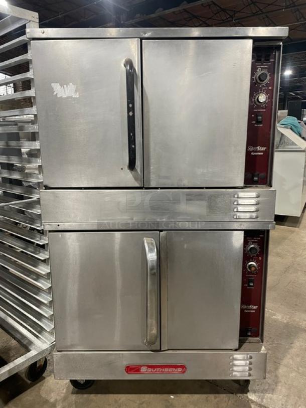 South Bend SilverStar Series Commercial Natural Gas Powered Double Stack Convection Oven! All Stainless Steel! With Metal Oven Racks!  On Casters! 2X Your Bid Makes One Unit! - Image 1 of 9