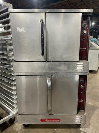 South Bend SilverStar Series Commercial Natural Gas Powered Double Stack Convection Oven! All Stainless Steel! With Metal Oven Racks!  On Casters! 2X Your Bid Makes One Unit!