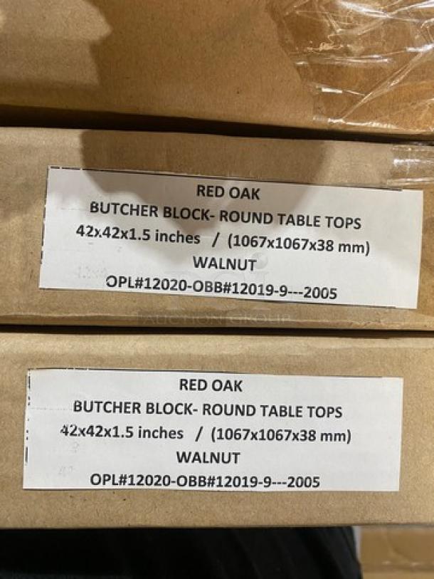 Brand New! Red Oak 42 Inch Round 1.5" Thick BUTCHER BLOCK Style Walnut Finish Dining Table! On Heavy Duty Metal Legs! - Image 7 of 8