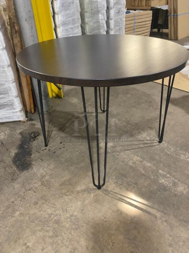 Brand New! Red Oak 42 Inch Round 1.5" Thick BUTCHER BLOCK Style Walnut Finish Dining Table! On Heavy Duty Metal Legs! - Image 3 of 8