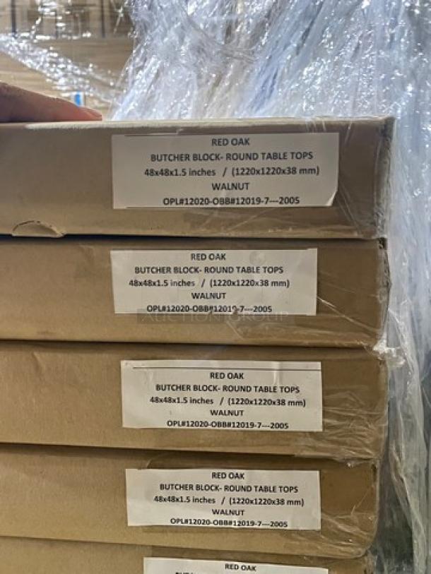 Brand New! Red Oak 48 Inch Round 1.5" Thick BUTCHER BLOCK Style Walnut Finish Dining Table! On Heavy Duty Metal Legs! - Image 9 of 9