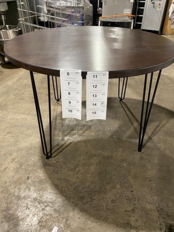 Brand New! Red Oak 48 Inch Round 1.5" Thick BUTCHER BLOCK Style Walnut Finish Dining Table! On Heavy Duty Metal Legs! - Image 7 of 9