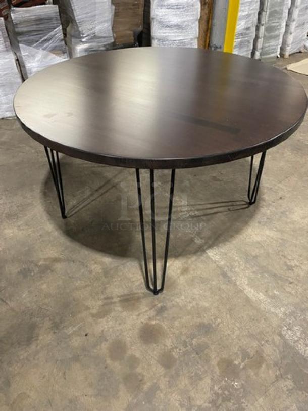 Brand New! Red Oak 48 Inch Round 1.5" Thick BUTCHER BLOCK Style Walnut Finish Dining Table! On Heavy Duty Metal Legs! - Image 2 of 9