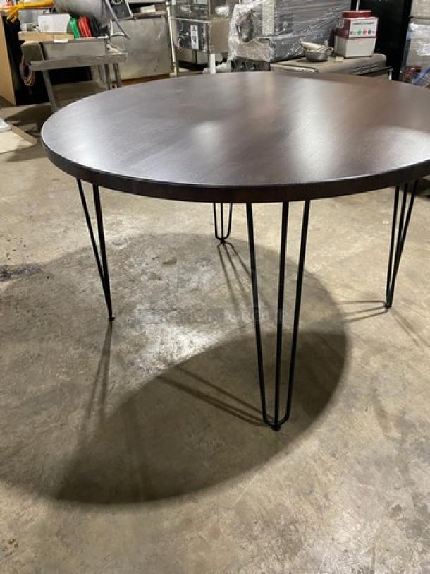 Brand New! Red Oak 48 Inch Round 1.5" Thick BUTCHER BLOCK Style Walnut Finish Dining Table! On Heavy Duty Metal Legs! - Image 3 of 9