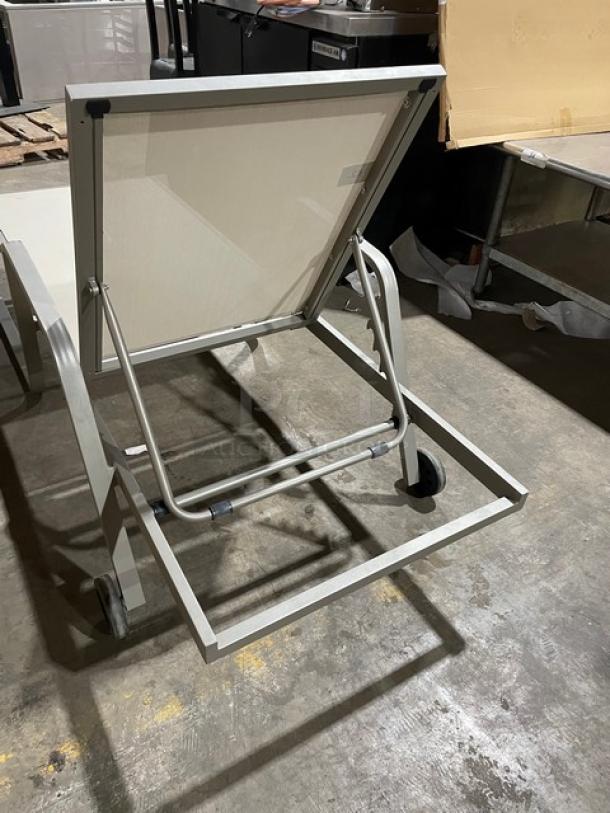 Brand New! Adjustable Outdoor Khaki Tan Lounge Chairs! With Rear Wheels! 2X Your Bid! - Image 2 of 8