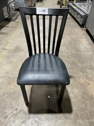 Brand New! Vertical Slat Back Black Cushioned Dining Chairs! 5X Your Bid!