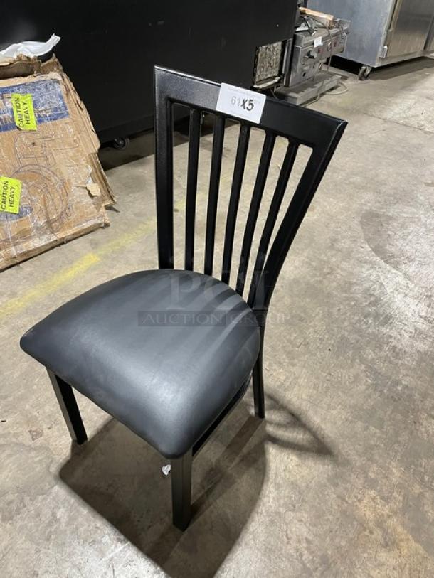 Brand New! Vertical Slat Back Black Cushioned Dining Chairs! 5X Your Bid! - Image 2 of 6