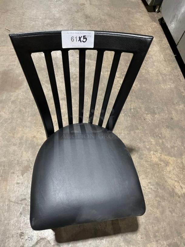 Brand New! Vertical Slat Back Black Cushioned Dining Chairs! 5X Your Bid! - Image 5 of 6