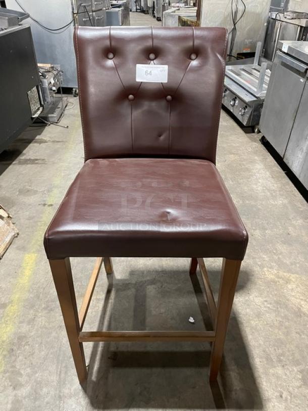 Brand New! Chocolate Brown Bar & Counter Stool! With Wooden Base! - Image 1 of 7