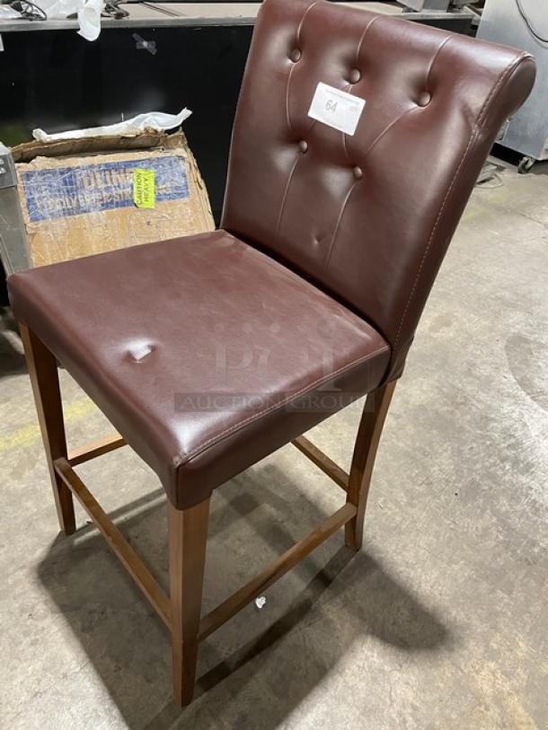 Brand New! Chocolate Brown Bar & Counter Stool! With Wooden Base! - Image 2 of 7