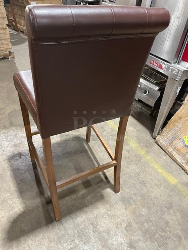 Brand New! Chocolate Brown Bar & Counter Stool! With Wooden Base! - Image 3 of 7