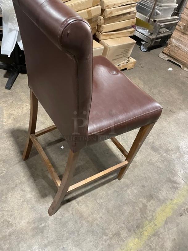 Brand New! Chocolate Brown Bar & Counter Stool! With Wooden Base! - Image 4 of 7