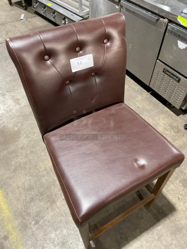 Brand New! Chocolate Brown Bar & Counter Stool! With Wooden Base! - Image 7 of 7