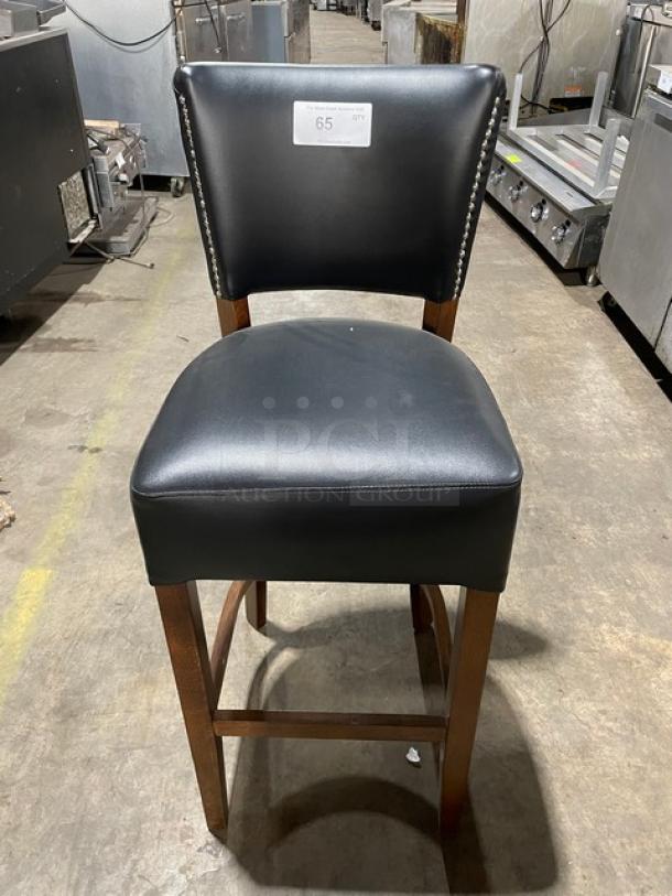 Brand New! Black Onyx Counter & Bar Stool! With Wooden Base! - Image 1 of 7