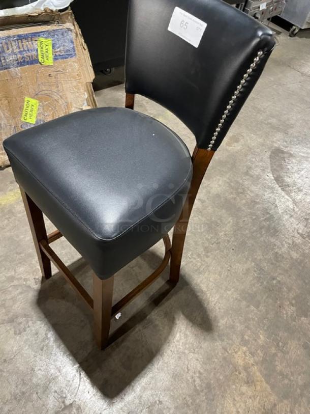 Brand New! Black Onyx Counter & Bar Stool! With Wooden Base! - Image 2 of 7