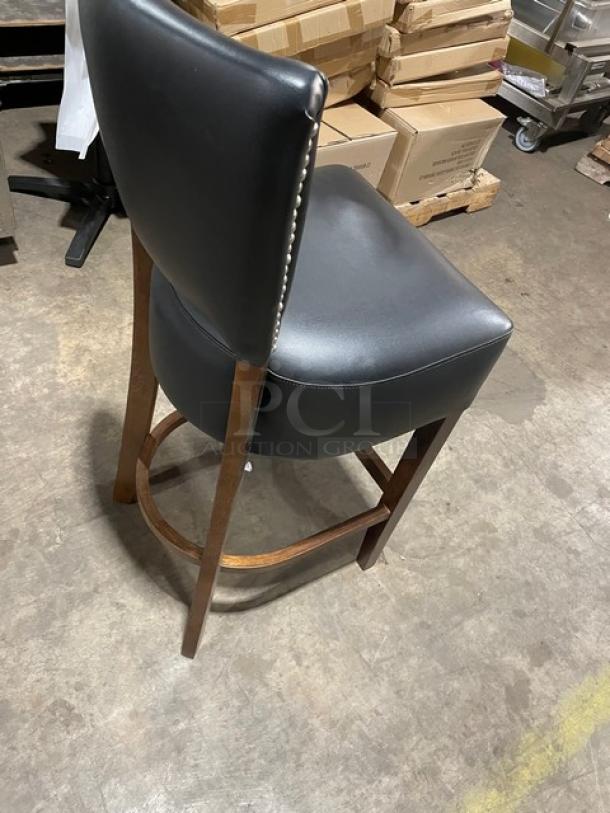 Brand New! Black Onyx Counter & Bar Stool! With Wooden Base! - Image 4 of 7