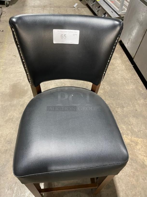 Brand New! Black Onyx Counter & Bar Stool! With Wooden Base! - Image 5 of 7