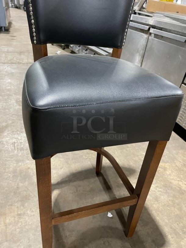 Brand New! Black Onyx Counter & Bar Stool! With Wooden Base! - Image 6 of 7