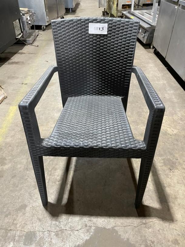 Brand New! Rainbow Outdoor Starlux Series Anthracite Wicker Stackable Outdoor Dining Chairs! Made of UV Resistant Resin Reinforced With Glass Fiber! 3X Your Bid! - Image 1 of 6