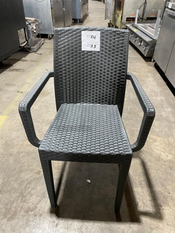Brand New! Rainbow Outdoor Starlux Series Anthracite Wicker Stackable Outdoor Dining Chairs! Made of UV Resistant Resin Reinforced With Glass Fiber! 4X Your Bid! - Image 1 of 7