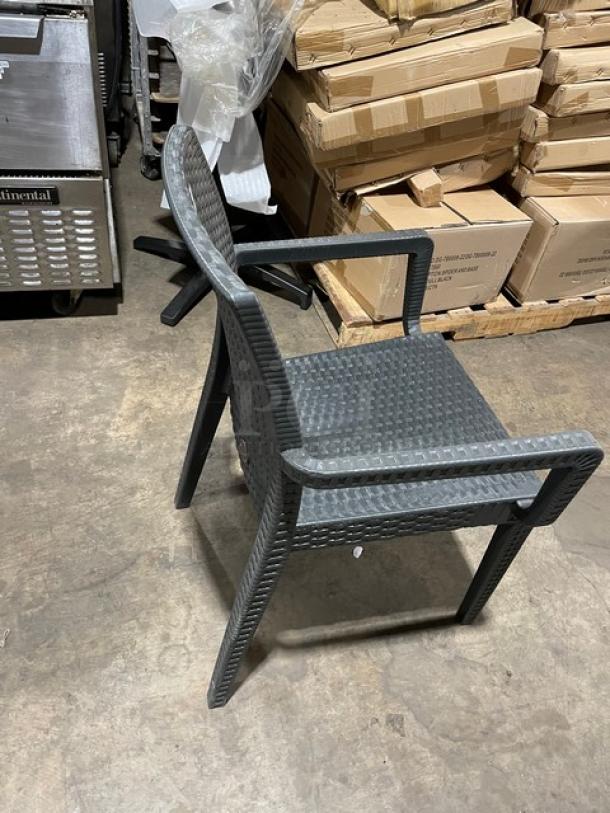 Brand New! Rainbow Outdoor Starlux Series Anthracite Wicker Stackable Outdoor Dining Chairs! Made of UV Resistant Resin Reinforced With Glass Fiber! 3X Your Bid! - Image 4 of 7