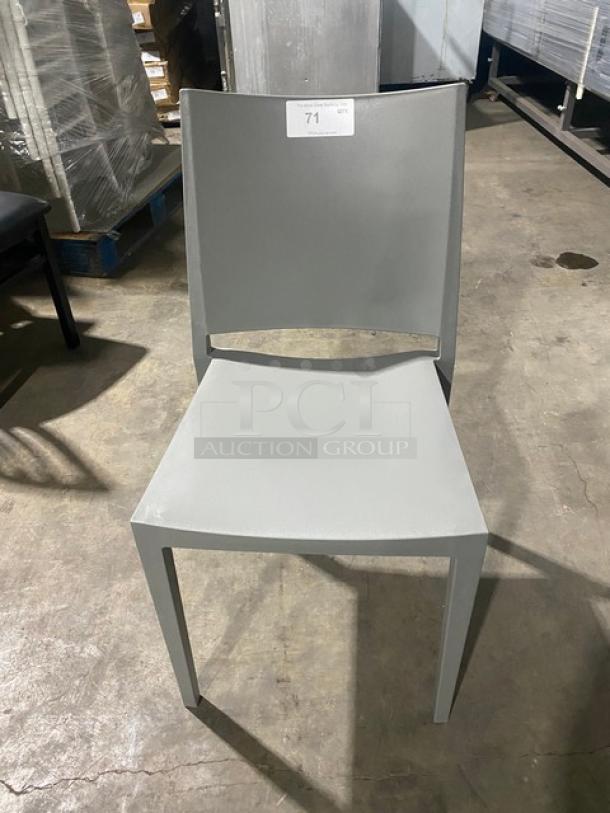 Brand New! Stackable Gray Resin Dining Chair! Suitable For Indoor & Outdoor Use! - Image 1 of 6