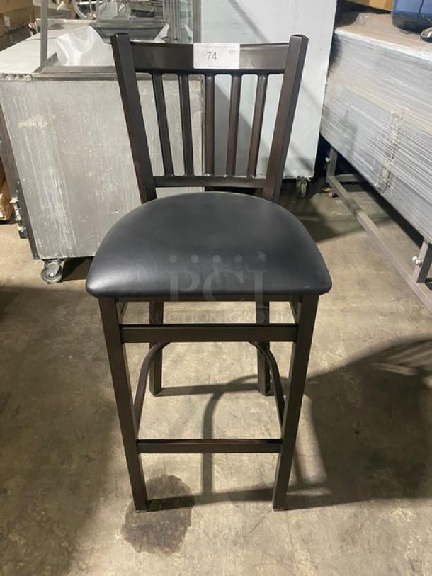 Brand New! Vertical Slat Back Black Cushioned Counter & Bar Stool! - Image 1 of 8