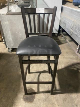 Brand New! Vertical Slat Back Black Cushioned Counter & Bar Stool!
