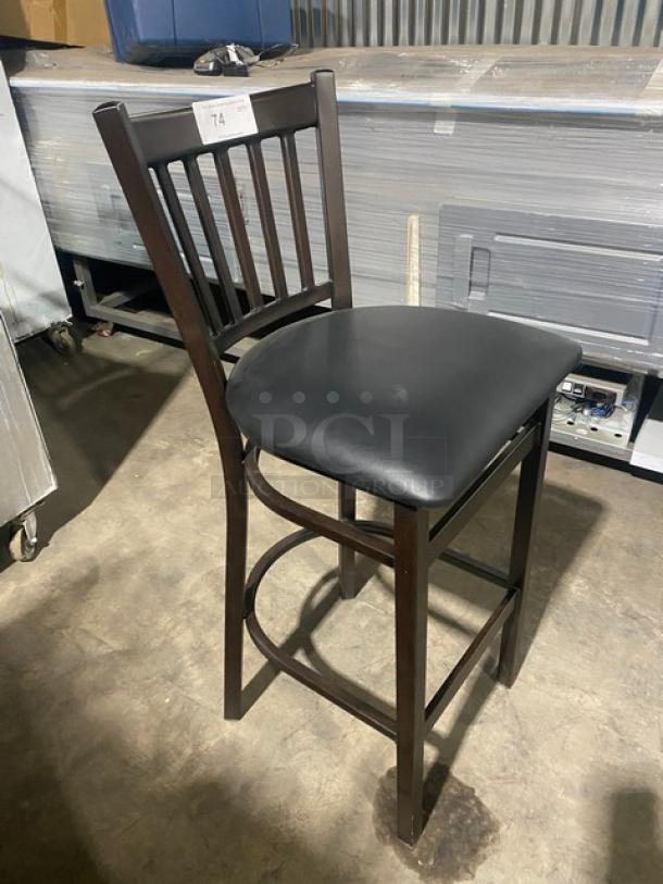 Brand New! Vertical Slat Back Black Cushioned Counter & Bar Stool! - Image 2 of 8