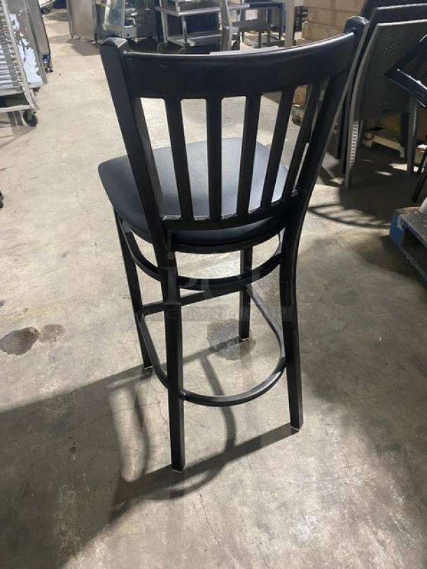 Brand New! Vertical Slat Back Black Cushioned Counter & Bar Stool! - Image 3 of 8