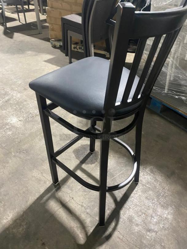 Brand New! Vertical Slat Back Black Cushioned Counter & Bar Stool! - Image 4 of 8