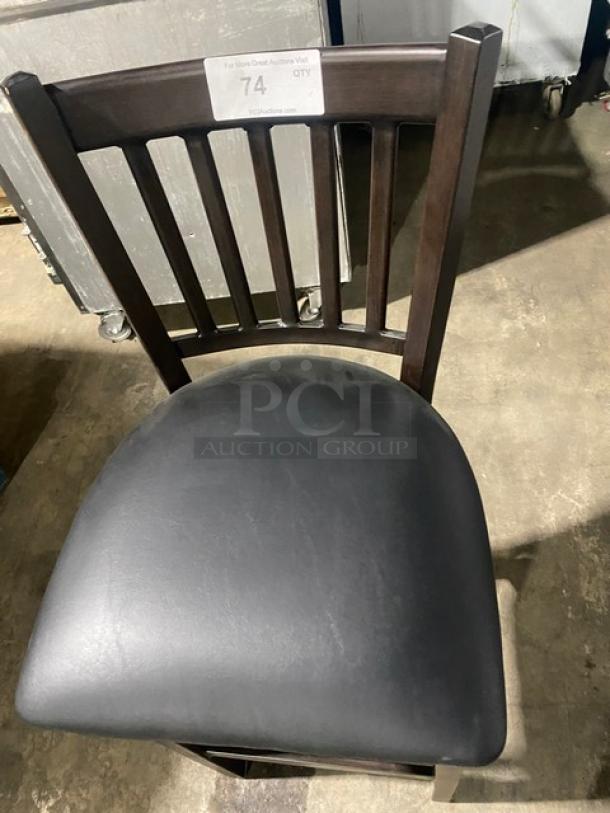 Brand New! Vertical Slat Back Black Cushioned Counter & Bar Stool! - Image 5 of 8