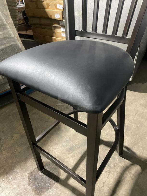 Brand New! Vertical Slat Back Black Cushioned Counter & Bar Stool! - Image 8 of 8
