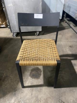Brand New! Black Wood Wickerd Dining Chair! With Tightly Handwoven Natural-Fiber Rope Seat!