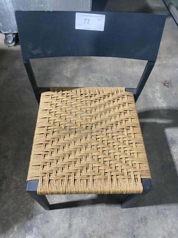 Brand New! Black Wood Wickerd Dining Chair! With Tightly Handwoven Natural-Fiber Rope Seat! - Image 5 of 7