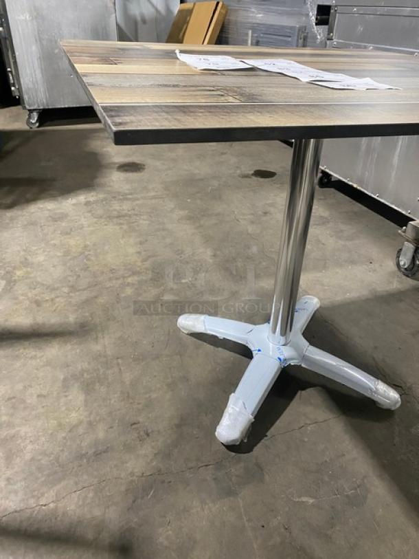 Brand New In The Box!  Contempo 36 By 36 Driftwood Dining Table! On Polihed Base! - Image 7 of 12