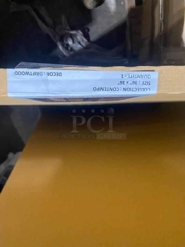 Brand New In The Box!  Contempo 36 By 36 Driftwood Dining Table! On Polihed Base! - Image 11 of 12