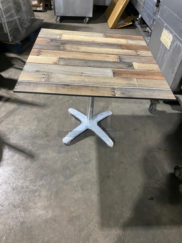 Brand New In The Box!  Contempo 36 By 36 Driftwood Dining Table! On Polihed Base! - Image 1 of 12