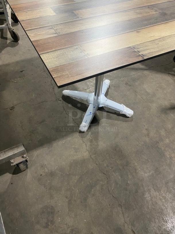 Brand New In The Box!  Contempo 36 By 36 Driftwood Dining Table! On Polihed Base! - Image 4 of 12