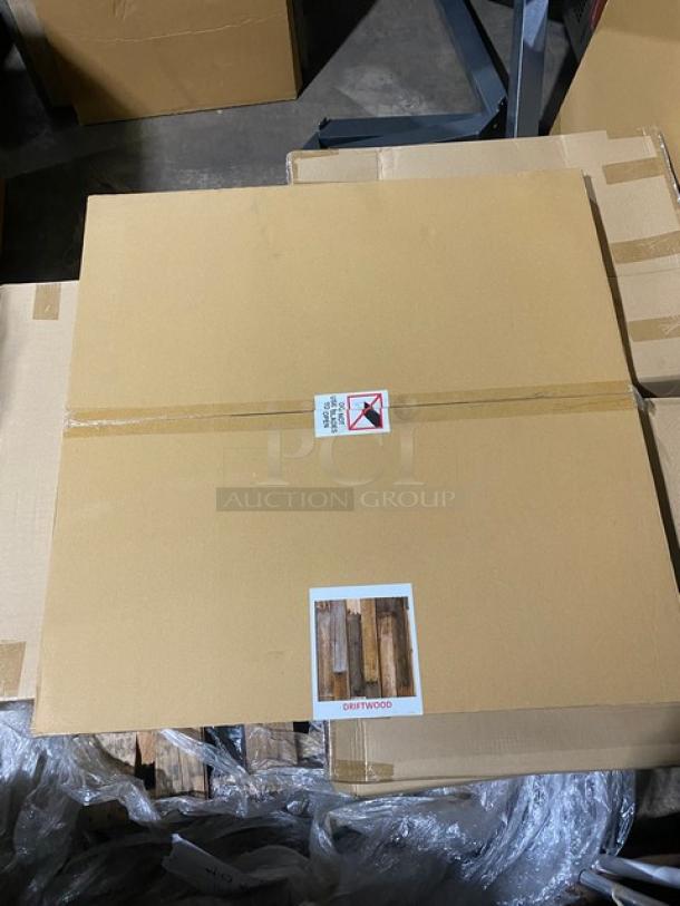 Brand New In The Box!  Contempo 36 By 36 Driftwood Dining Table! On Polihed Base! - Image 10 of 12