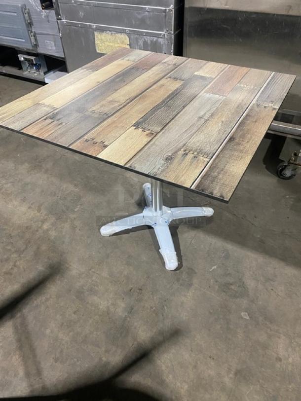 Brand New In The Box!  Contempo 36 By 36 Driftwood Dining Table! On Polihed Base! - Image 2 of 12