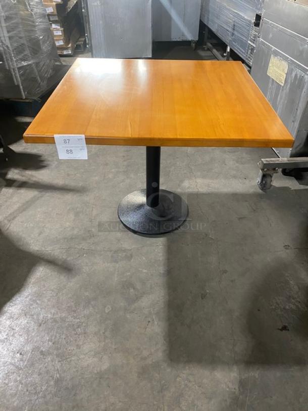BRAND NEW! IN THE BOX! 36 x 36 Inch Wood Top Square Dining Table! 1 1/4 Inch Thick! Cherry Color! With Base! - Image 1 of 10