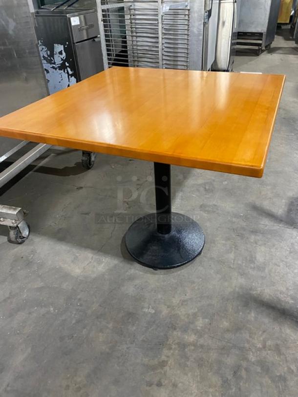 BRAND NEW! IN THE BOX! 36 x 36 Inch Wood Top Square Dining Table! 1 1/4 Inch Thick! Cherry Color! With Base! - Image 3 of 10