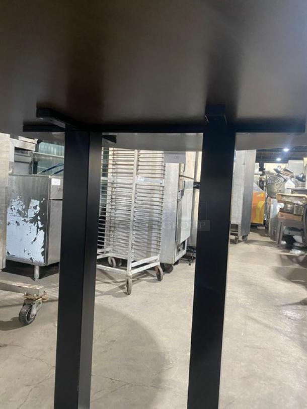 BRAND NEW! IN THE BOX!  Round 48 x 48 Inch BUTCHER BLOCK Style Dining Table! Red Oak/Walnut Color! With Metal Base! 1.5 Inch Thick! - Image 7 of 9