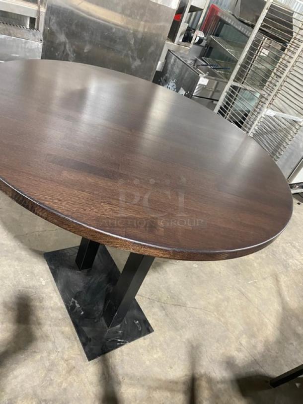 BRAND NEW! IN THE BOX!  Round 48 x 48 Inch BUTCHER BLOCK Style Dining Table! Red Oak/Walnut Color! With Metal Base! 1.5 Inch Thick! - Image 4 of 9