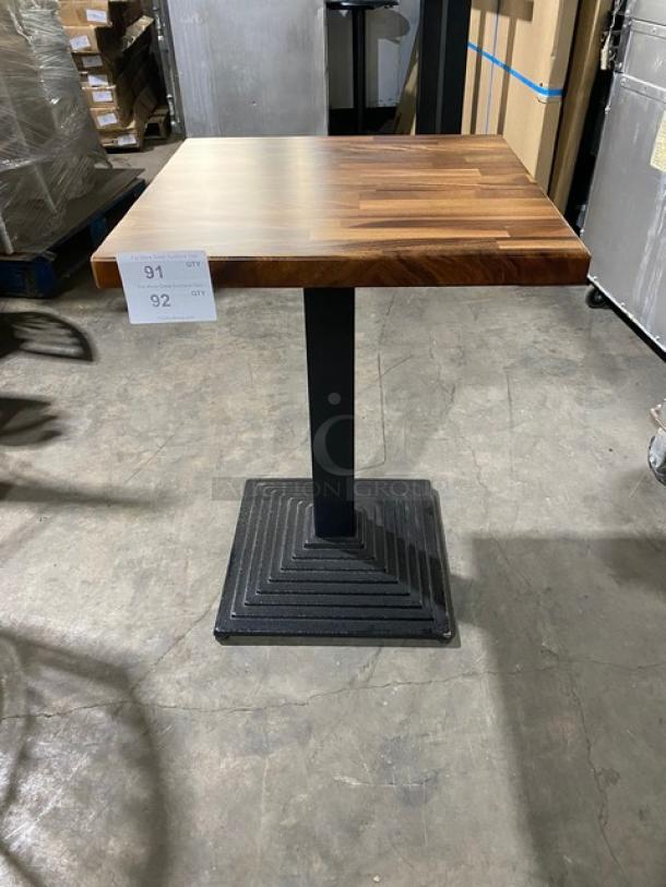 WOW! NEW IN THE BOX! Square 24 x 24 Inch BUTCHER BLOCK Style Dining Table! 1.5 Inch Thick! With Metal Base! - Image 1 of 11